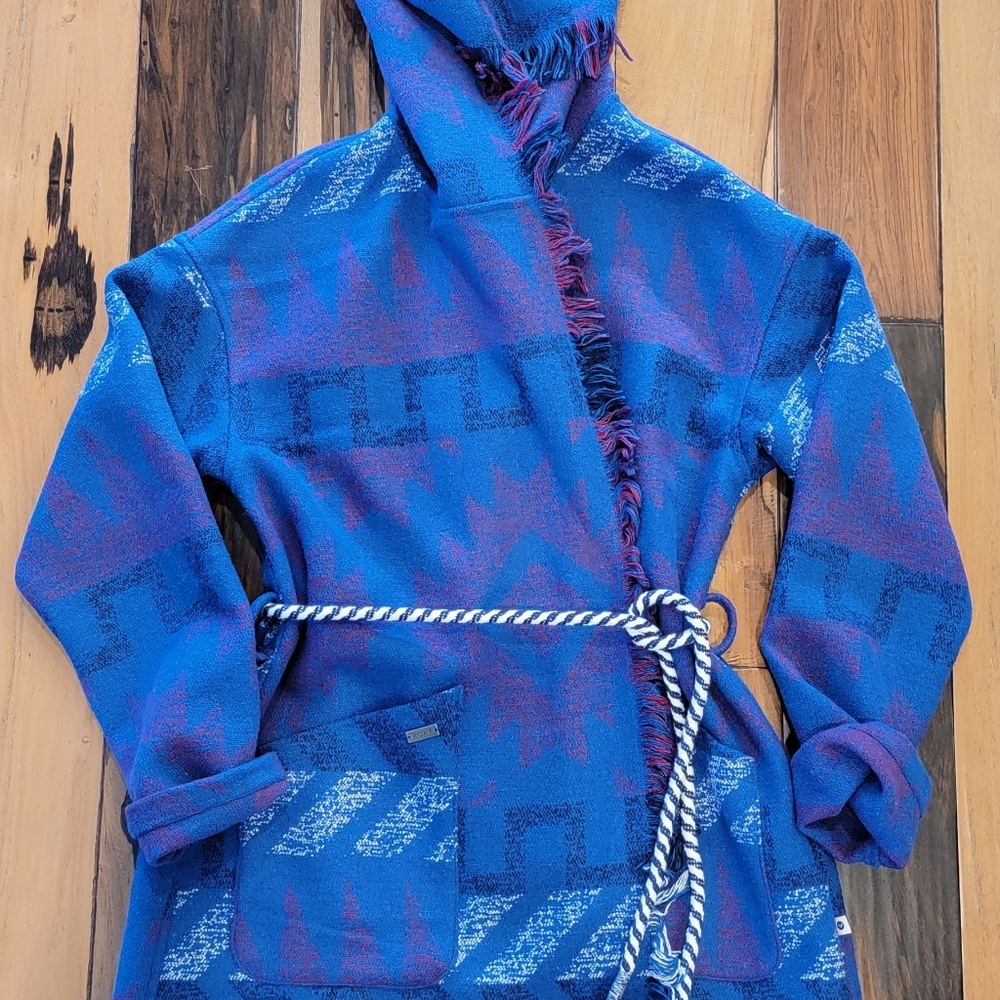 Roxy surf coat, womens sz small, blue multi color